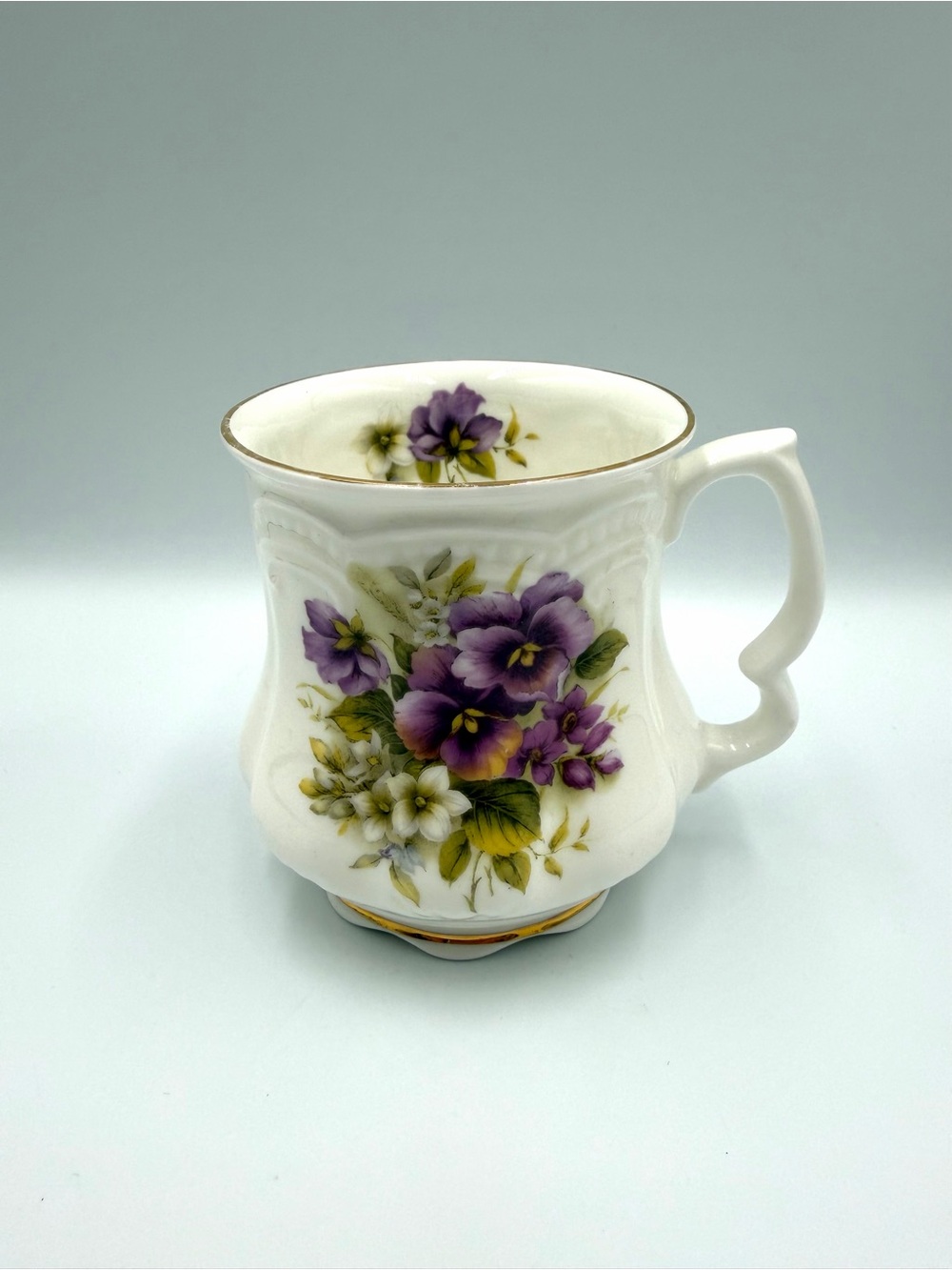 Vintage David Michael China Purple Floral Fine Bone China Mug